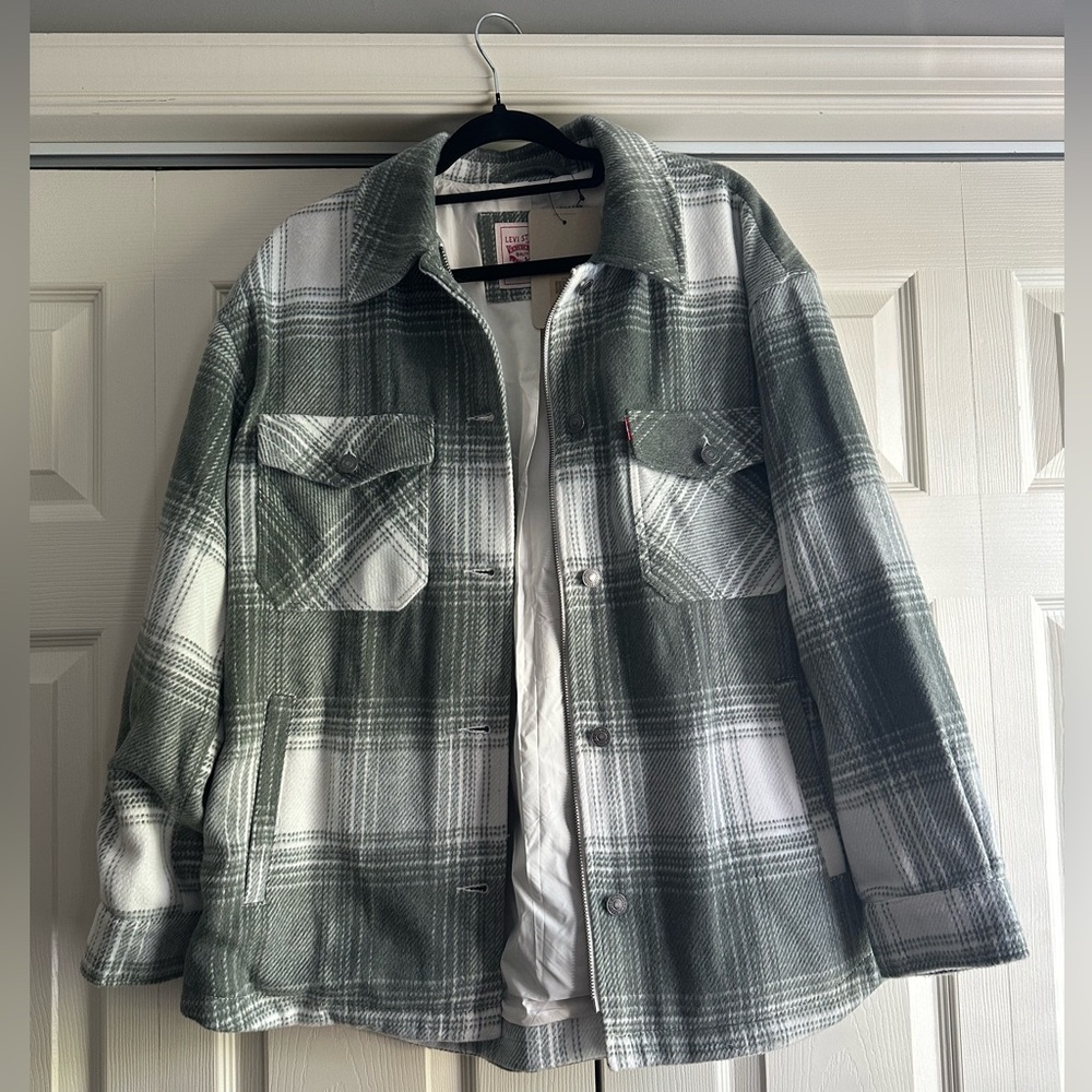 Light Green Plaid mid-weight Levi Jacket